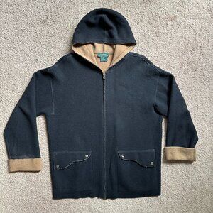 Lauren Ralph Lauren Jacket Womens Large Wool Full Zip Hood Black Pockets